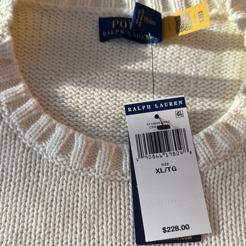 NWT Ralph Lauren Women’s Flag Cotton Crewneck Sweater (XL) - Picture 2 of 7